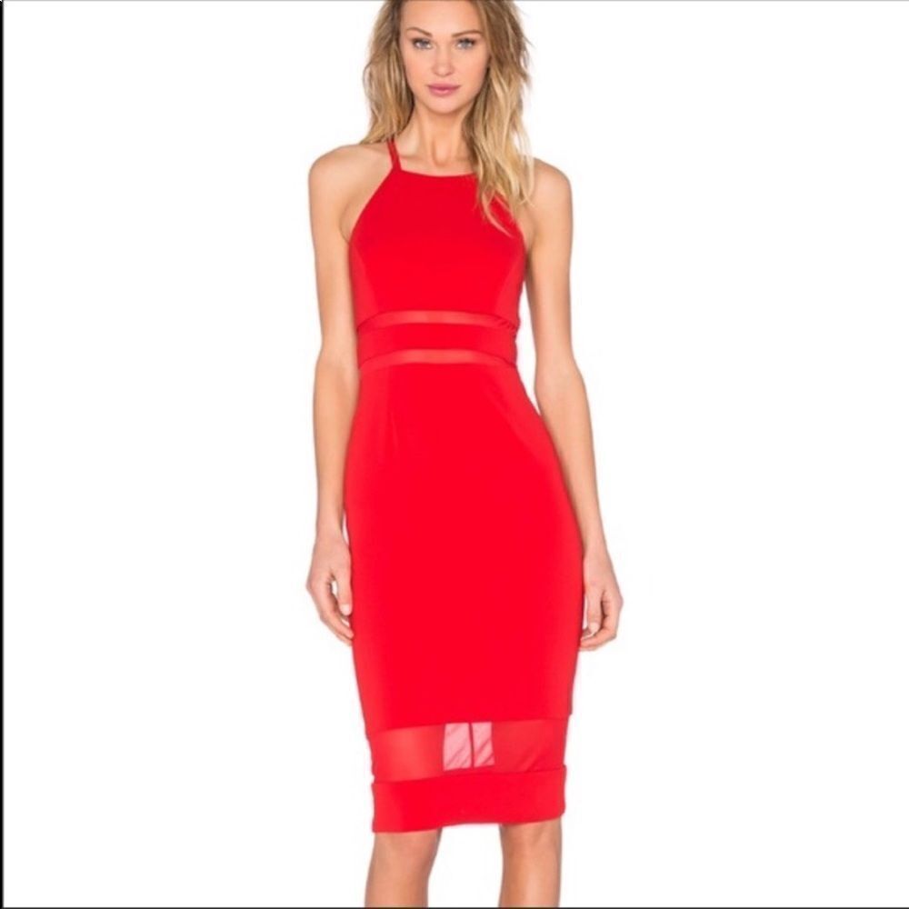 JayGodfrey Mcguinn red dress with mesh panels SZ 00